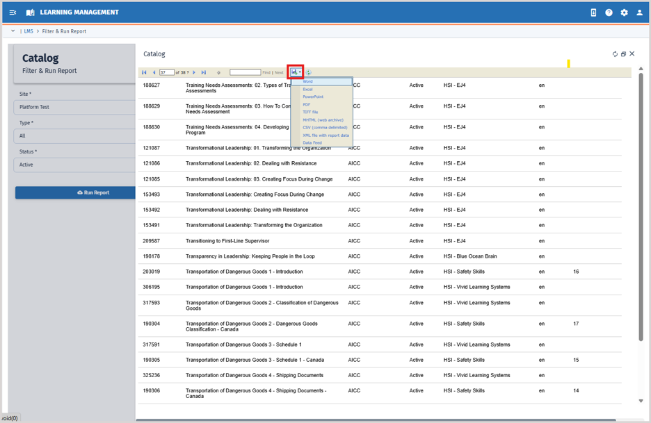 Catalog Report