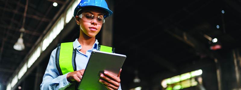 worker checking hazards