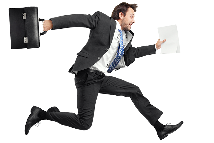 Man in dark suit running down updates Man in dark suit running down updates