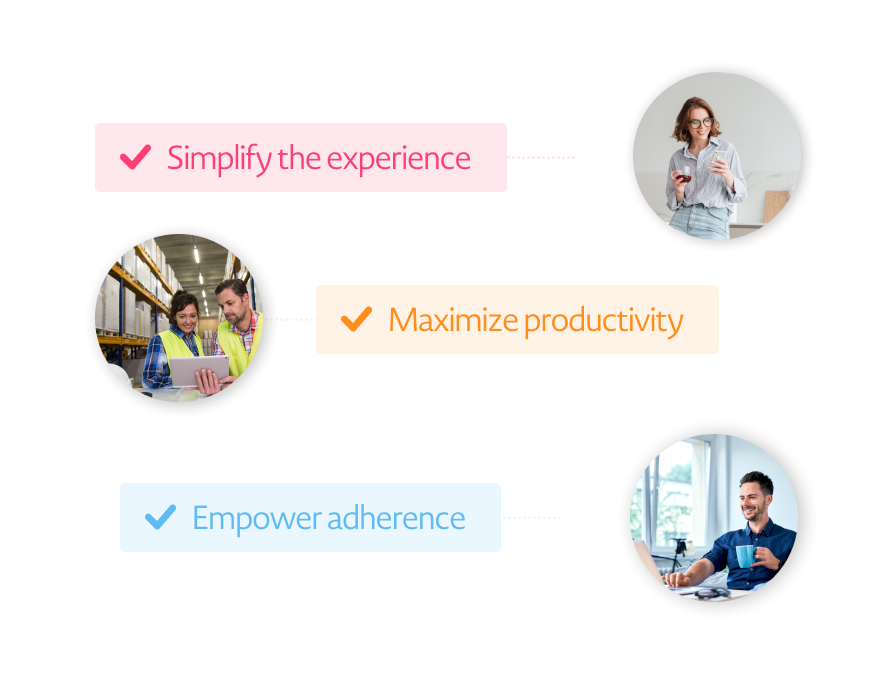 Access your co-workers instantly three workers