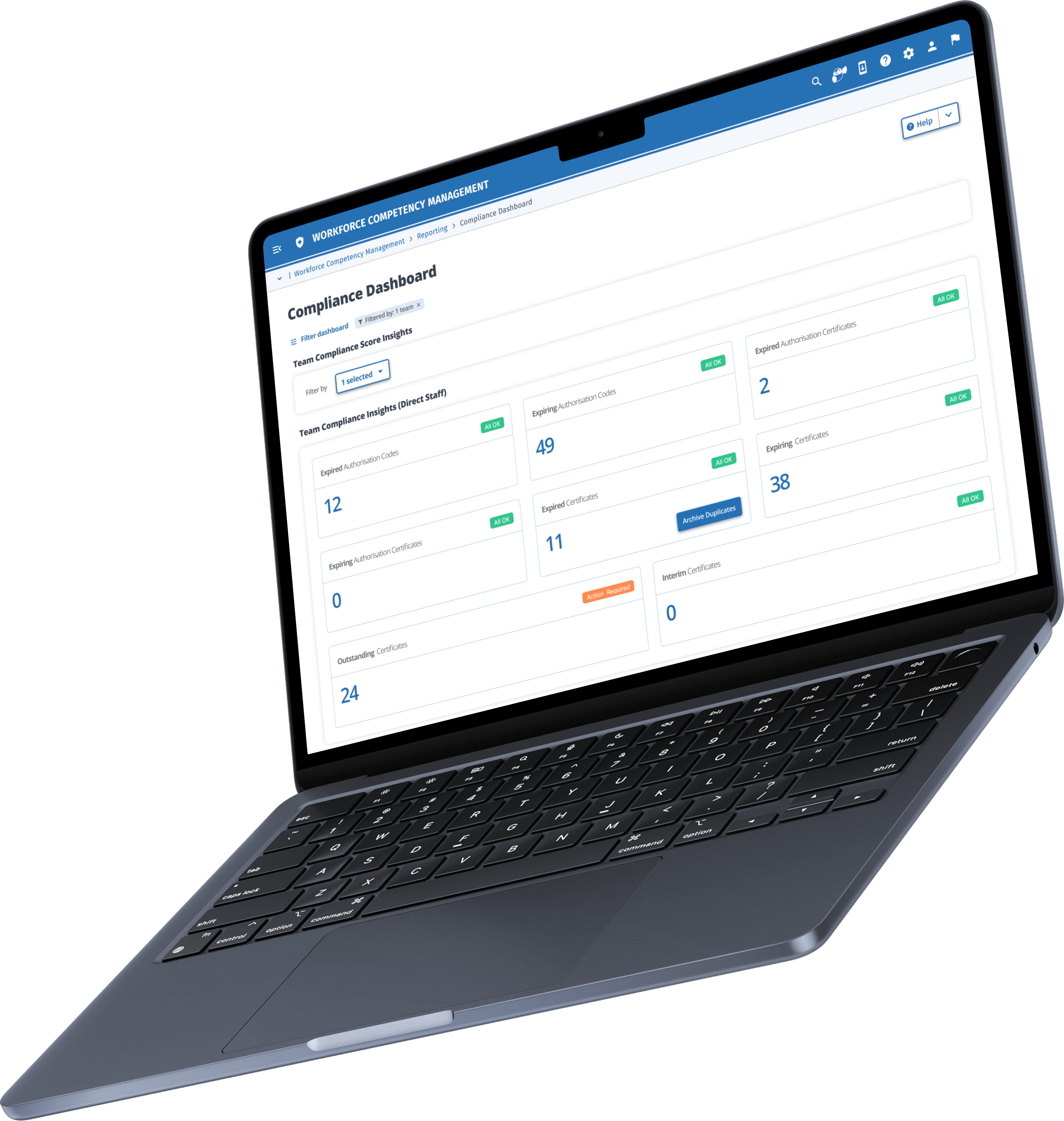 Laptop compliance dashboard