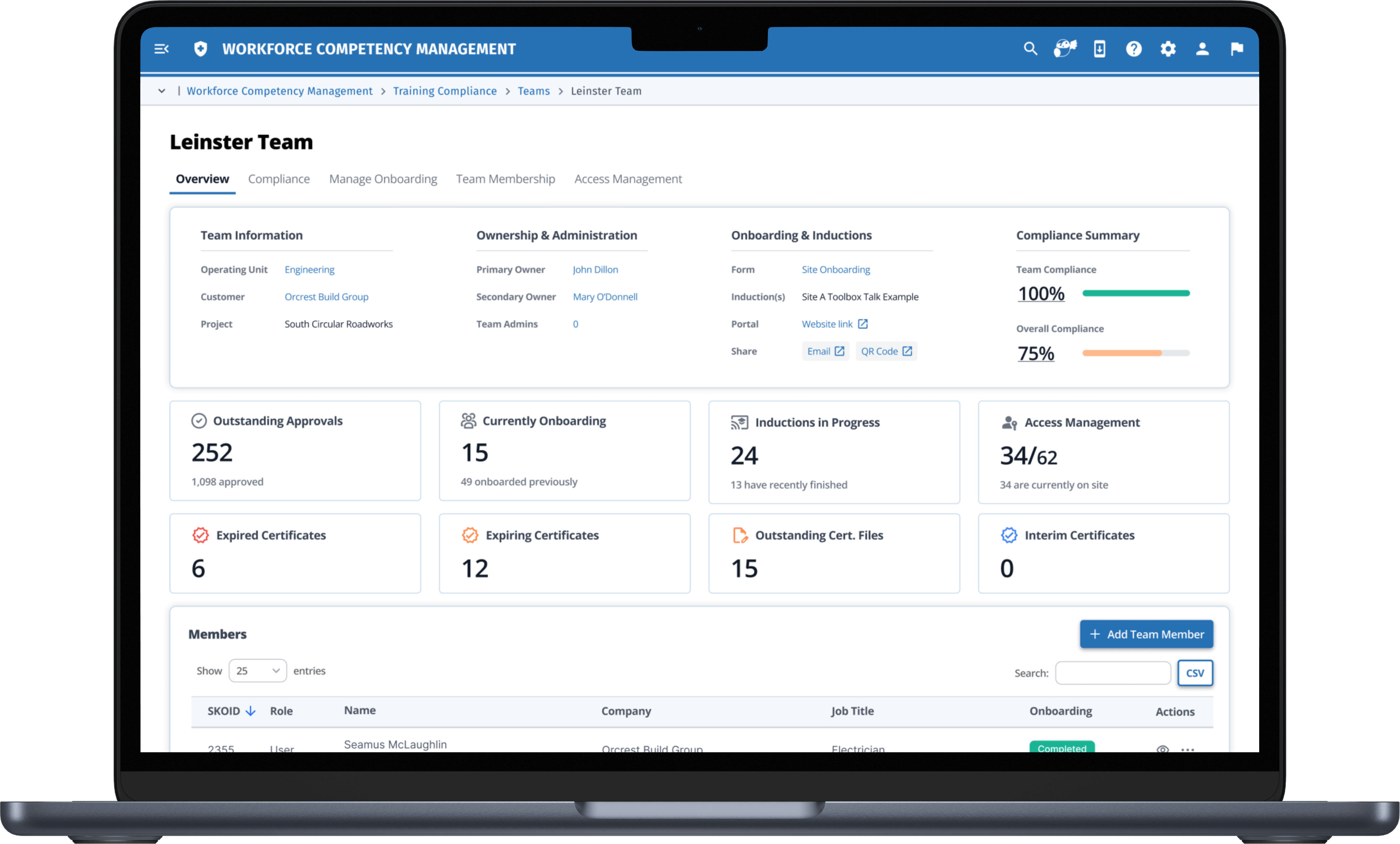 Laptop with Dashboard of Training Compliance