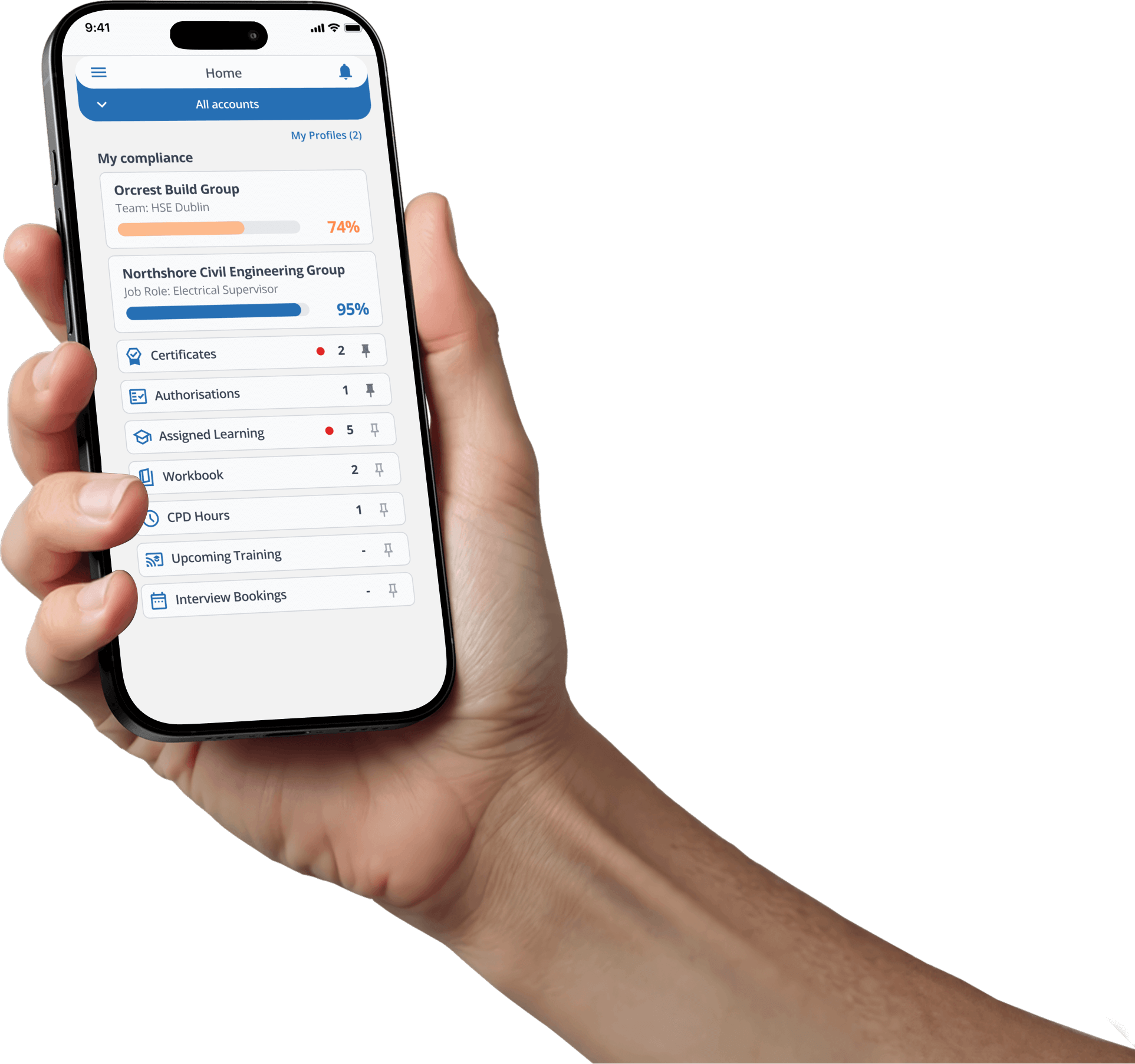 Hand holding Workforce Competency Mobile dashboard