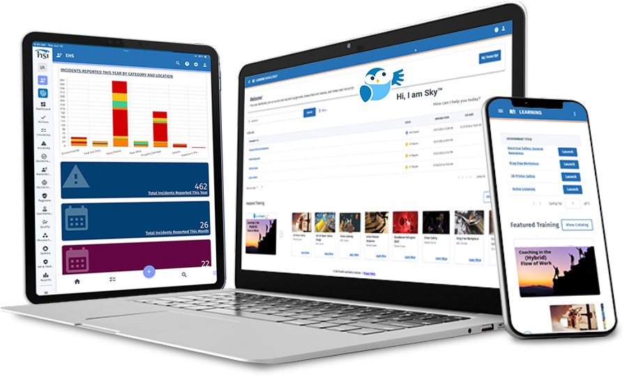The HSI Platform: Screenshots reporting, AI, mobile, training, compliance, and safety