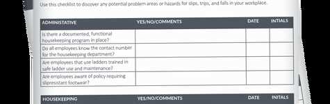 Slips, Trips, & Falls Checklist slip, Trips, & Falls Checklist
